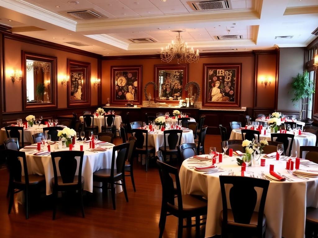 Salão de eventos da Famiglia Petri montado para celebração